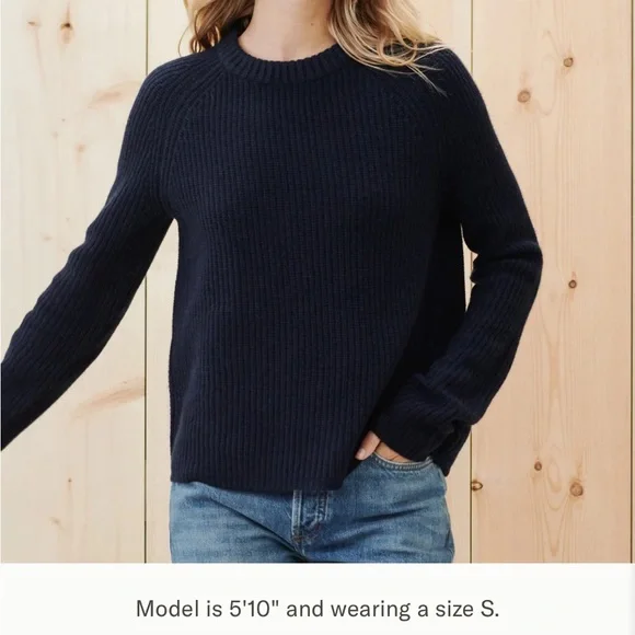 Women’s Navy Jenni Kanye Cashmere Fisherman Sweater: Size XS